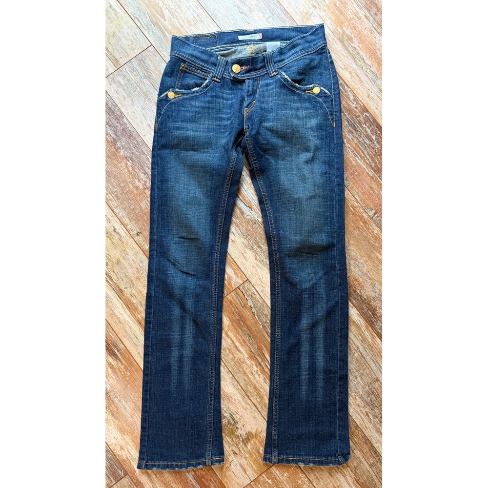 Levi's 524 Too Superlow Jeans Women 3M Y2K Low Rise Bootcut Distressed Dark Wash